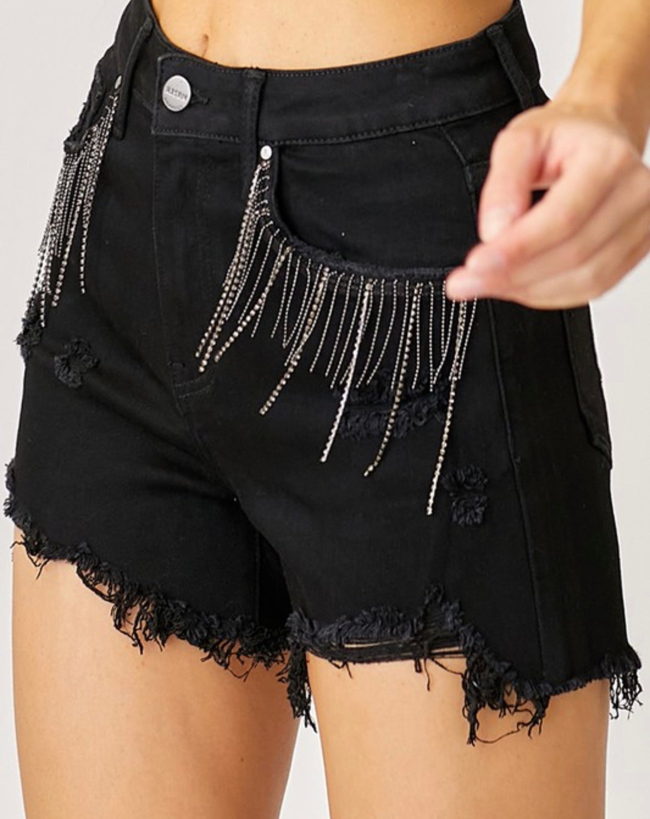 Black Rhinestone Shorts