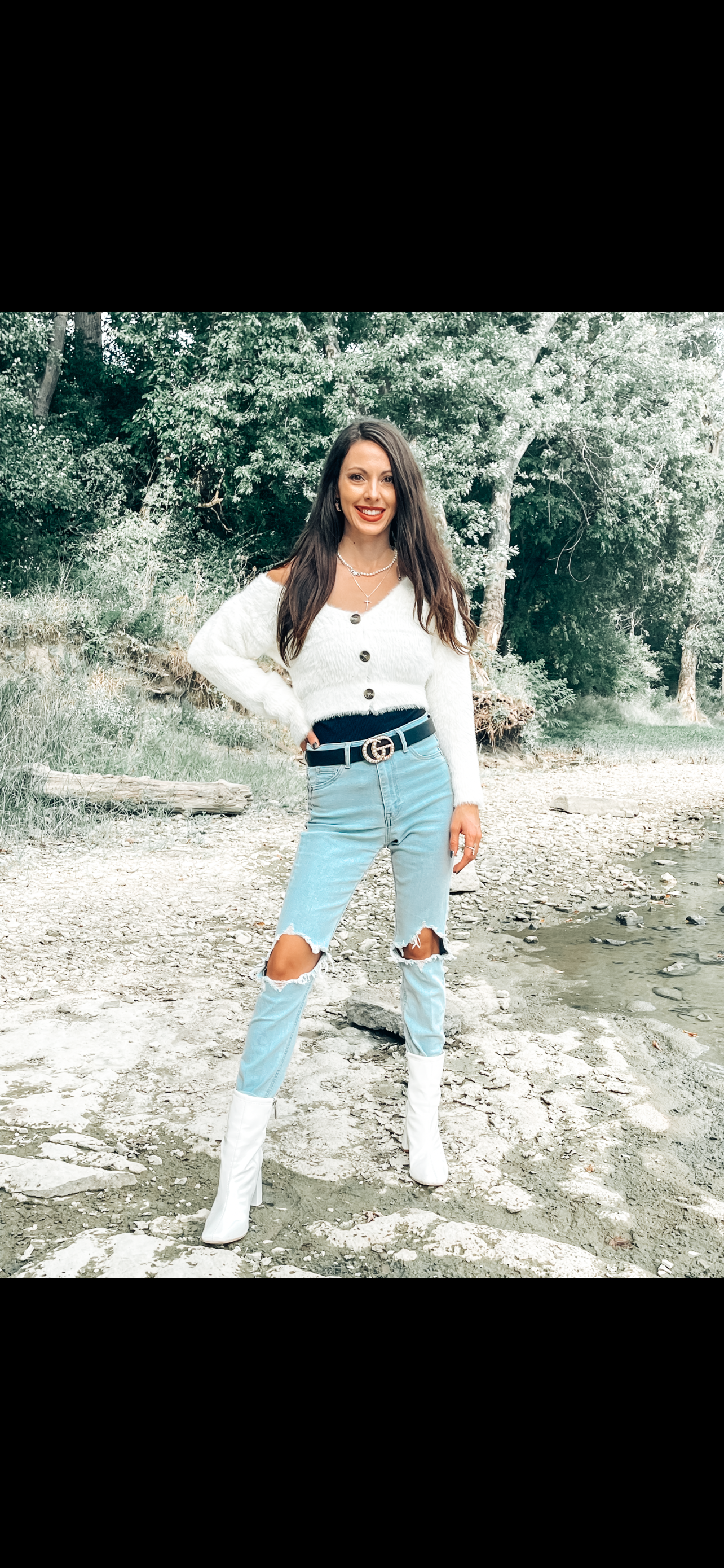 Fuzzy white cardigan - Alexa Maries