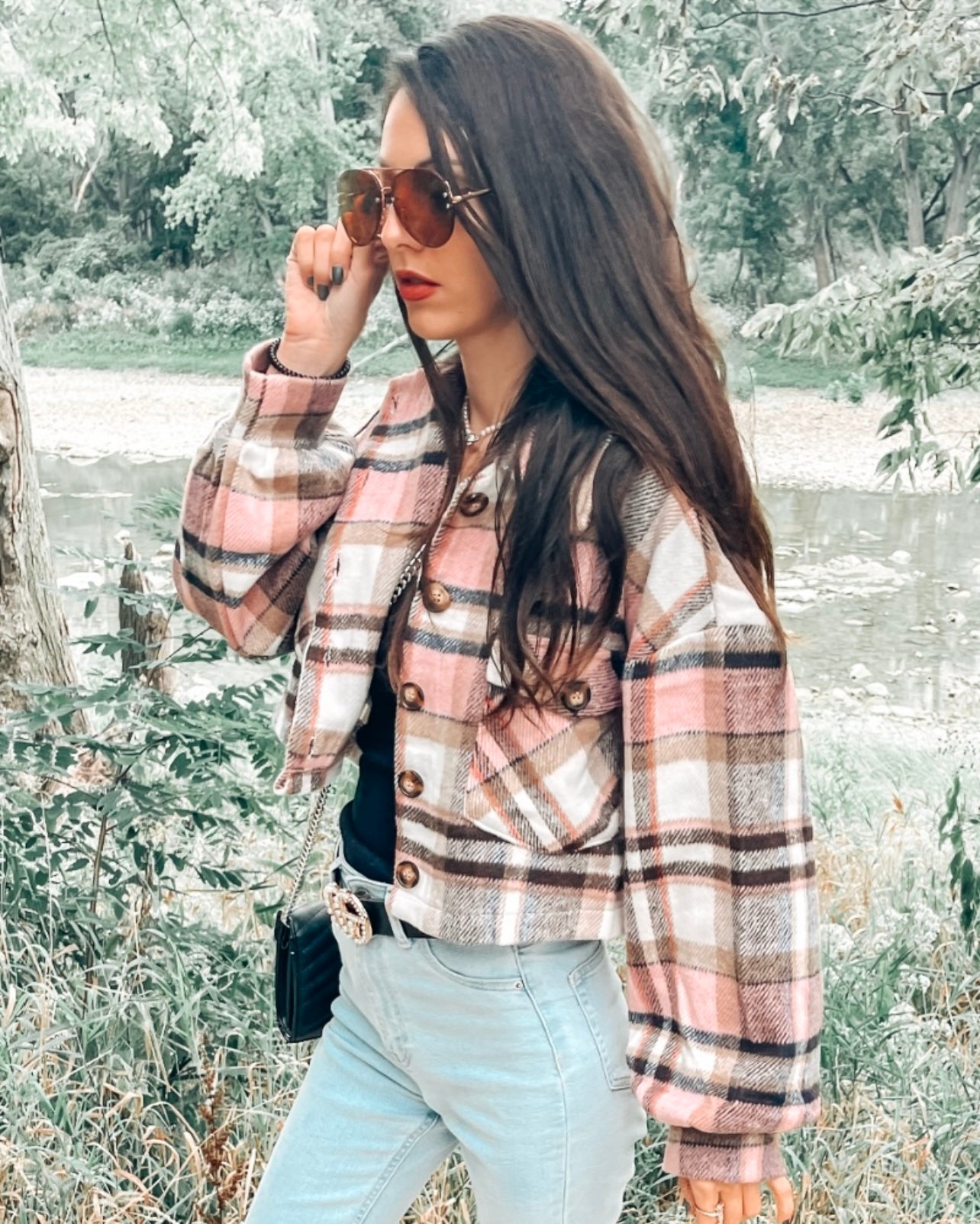 Strawberry plaid oversized shacket - Alexa Maries