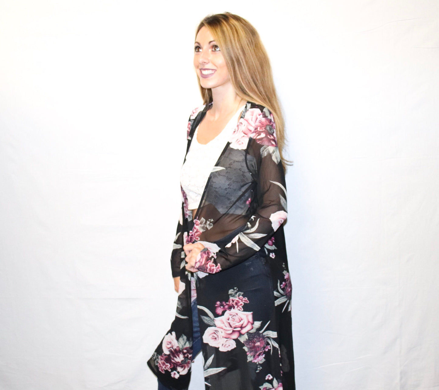 ELLA FLORAL MESH CARDIGAN - Alexa Maries