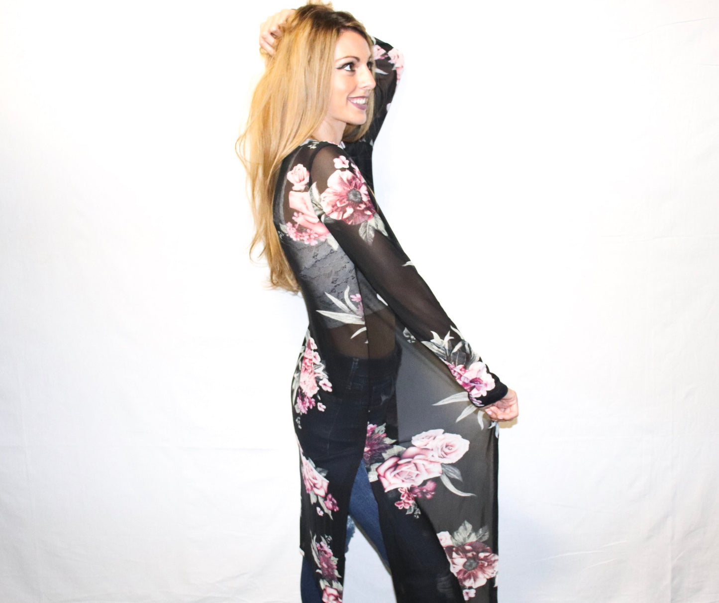 ELLA FLORAL MESH CARDIGAN - Alexa Maries