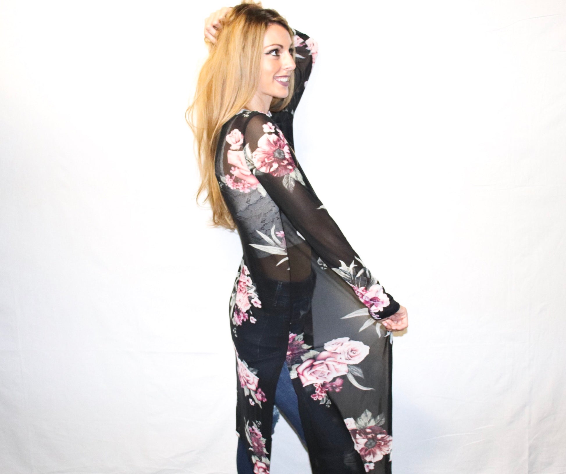 ELLA FLORAL MESH CARDIGAN - Alexa Maries