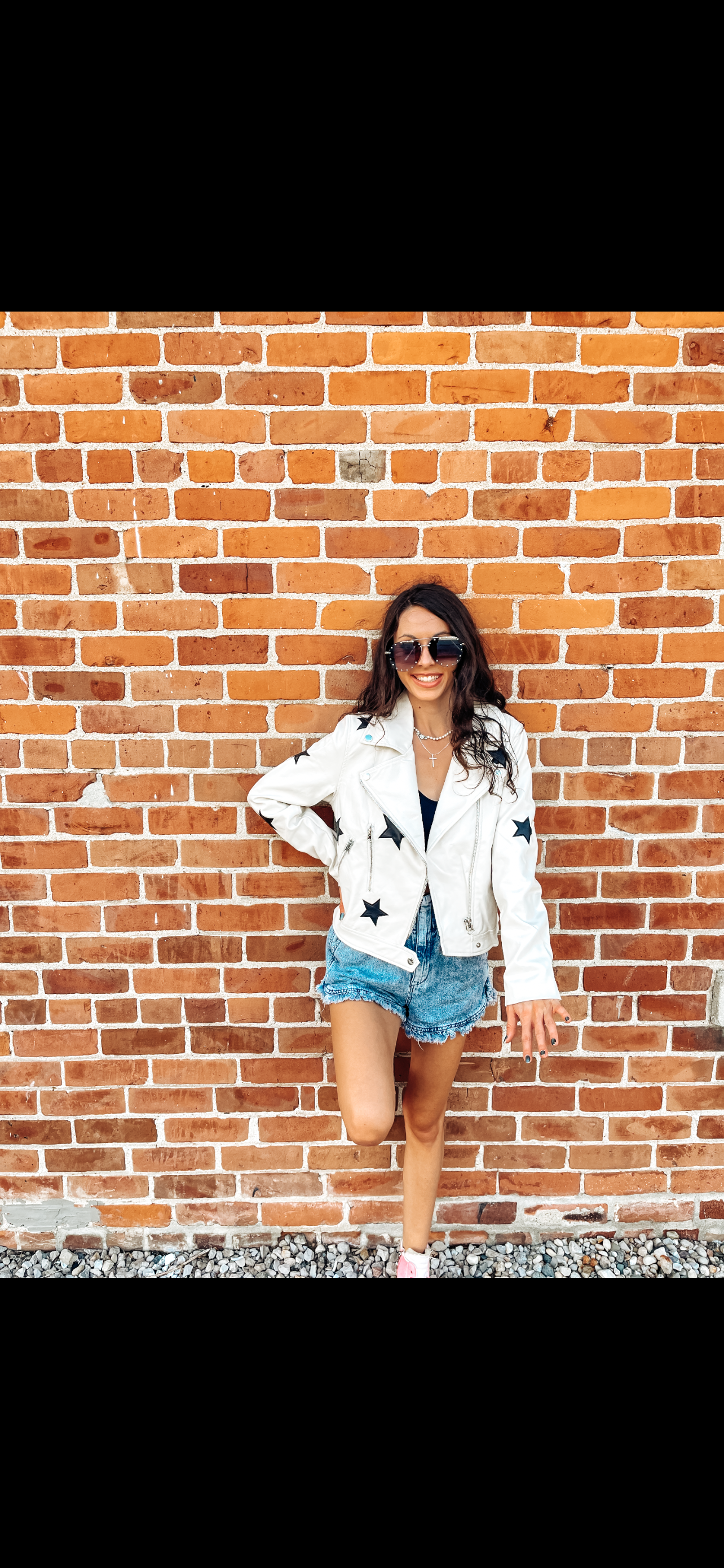 White Leather Star Jacket