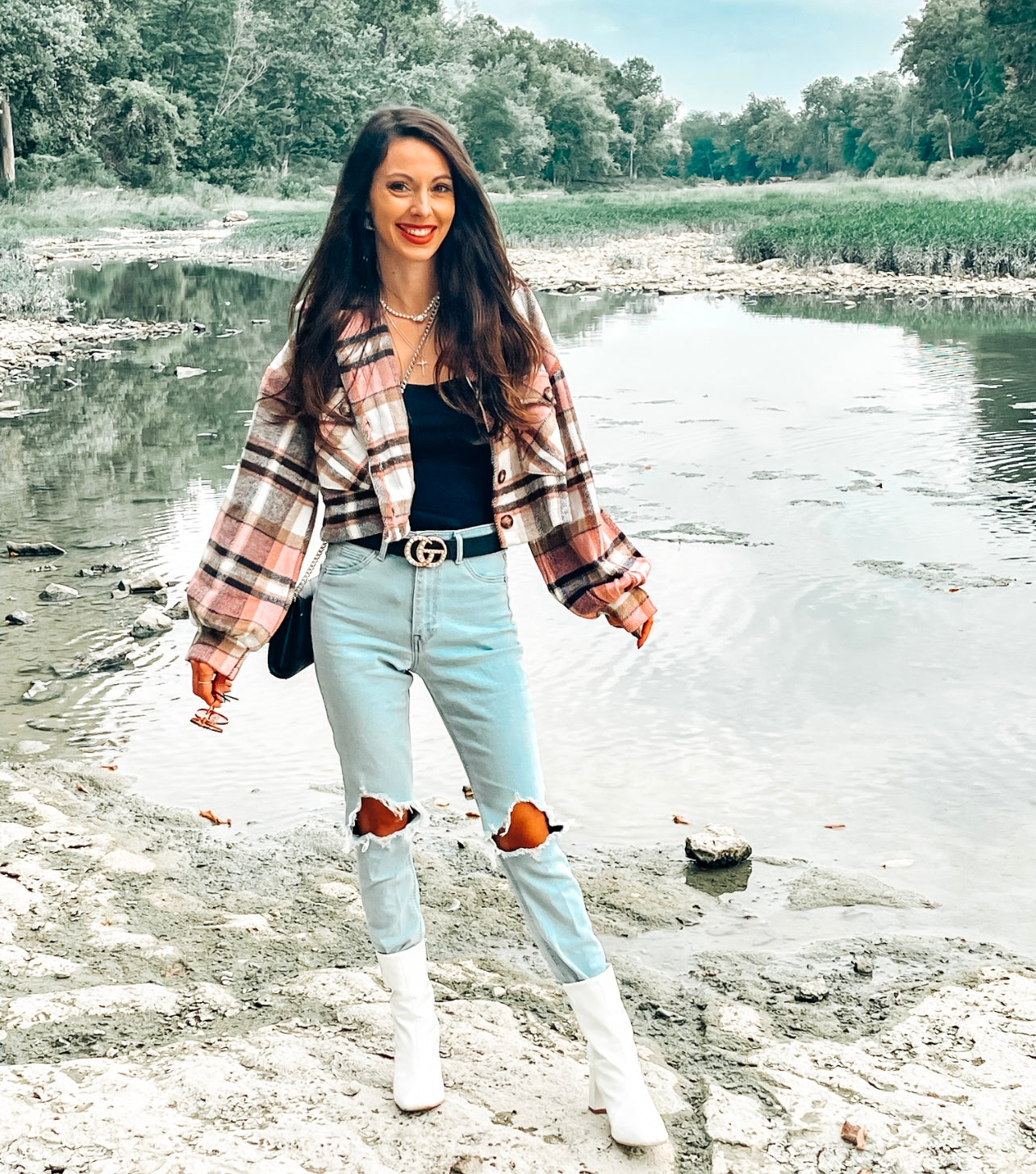 Strawberry plaid oversized shacket - Alexa Maries