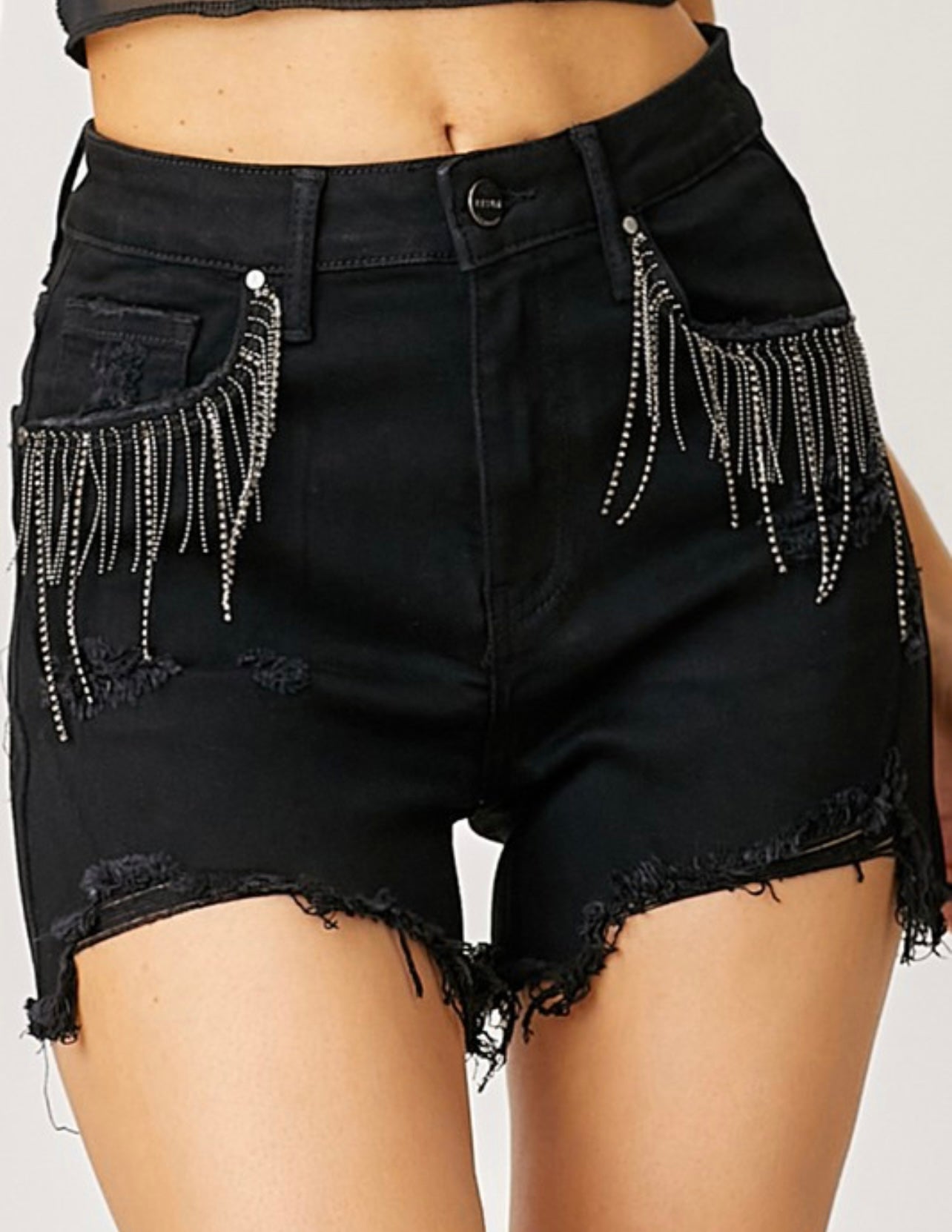 Black Rhinestone Shorts