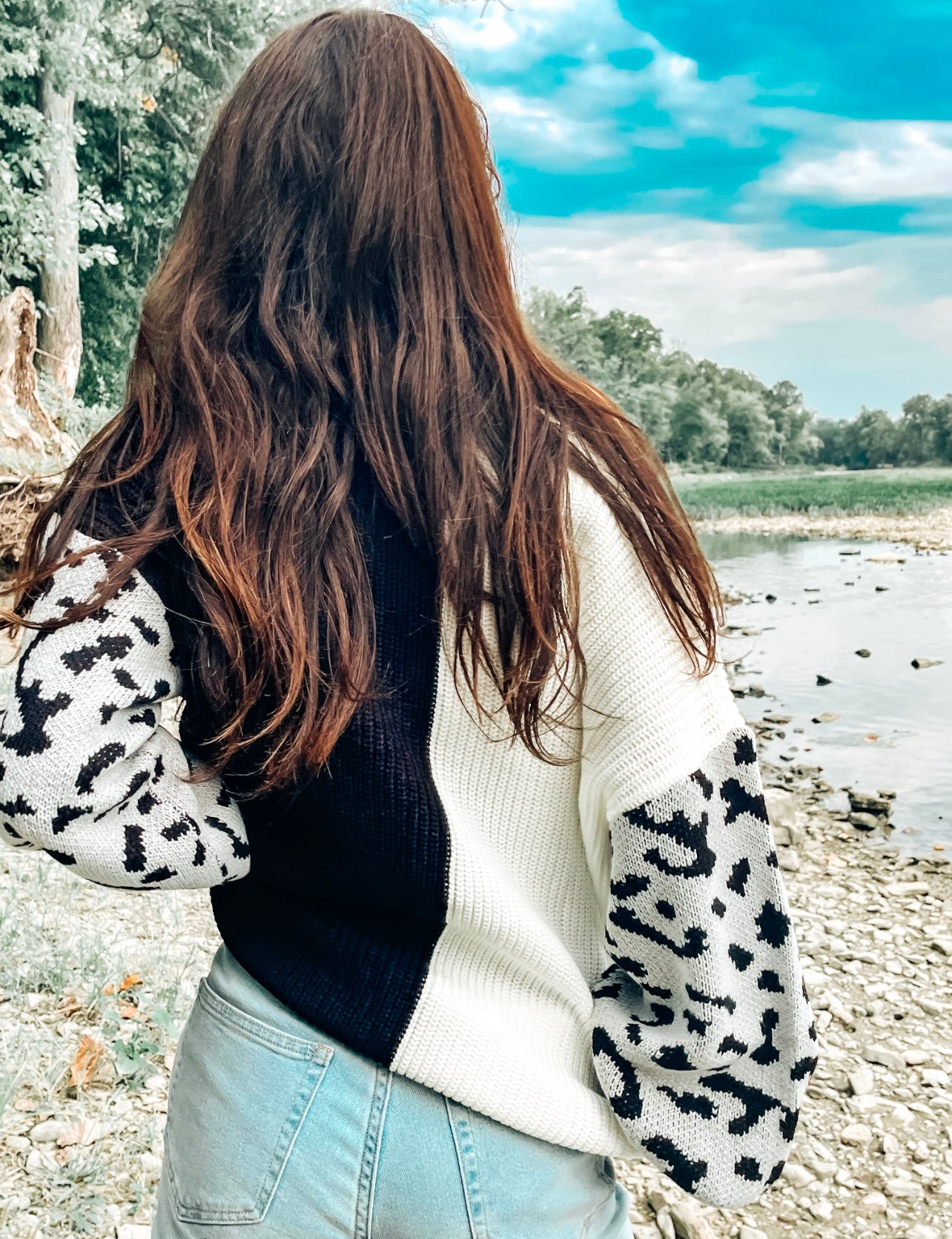 Leopard Sleeve Colorblock Sweater - Alexa Maries